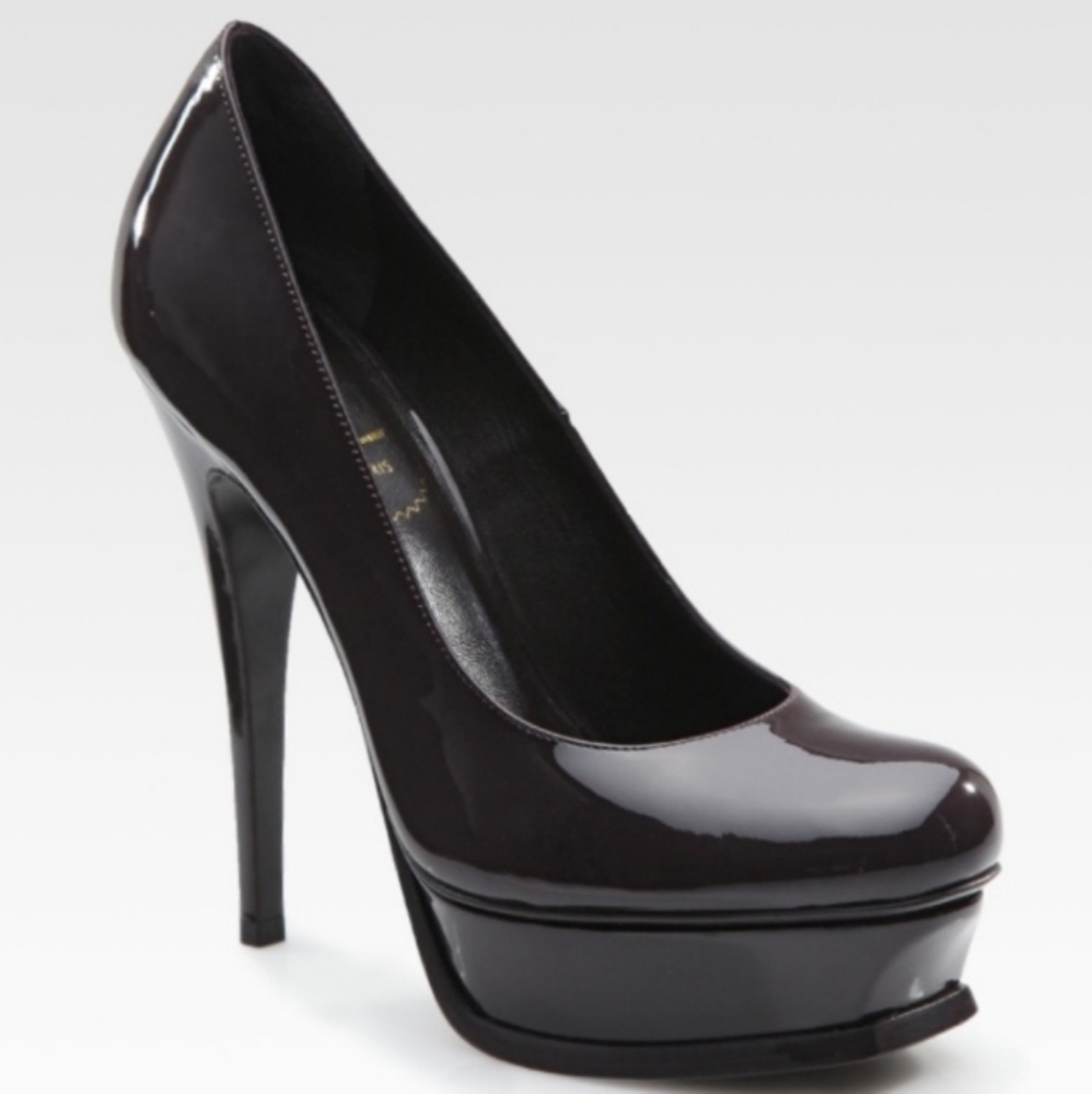 Yves Saint Laurent Black Patent Leather Heels